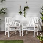 Vincent Outdoor Accent Chair in Chevron White Wash (Set of 2)